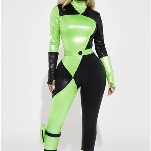 Fashion Nova Green Flame Hottie 4 Piece Costume Set Green/Combo